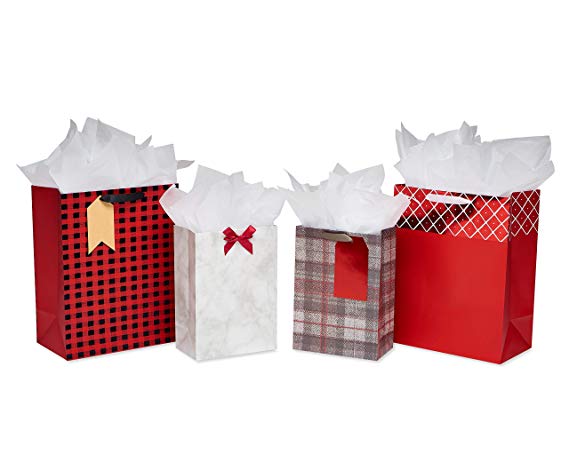 American Greetings Large Christmas Gift Bags with Tissue Paper Bundle