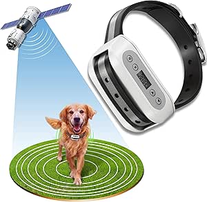 GPS Wireless Dog Fence System, Electric Satellite Technology Pet Containment System by GPS Signal for Dogs and Pets with Waterproof & Rechargeable Collar Receiver, Container Boundary (White)