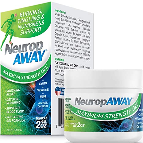 VasoCorp NeuropAWAY Neurop Pain Relief | 2 oz Maximum Strength Gel Nerve Pain Relief and neurop Pain Relief for feet, neurop Support for Burning Numbness Pain in Legs and feet Topical Gel.