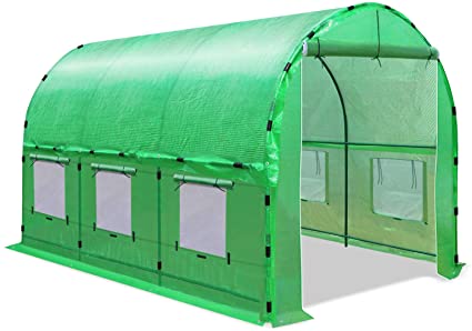 BenefitUSA Multiple Size Large Greenhouse Walk in Outdoor Plant Gardening Hot Greenhouse, w/Frame Pipe Clamps (12ft x 7ft x 7ft)
