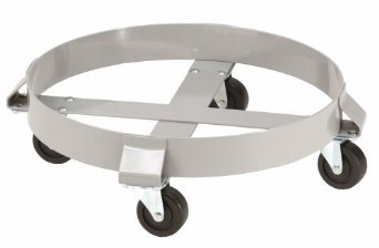 E.R. Wagner 2F00 Powder Coated 4-Wheel 55 Gallon Drum Dolly with Solid Polyolefin Wheel Casters, 1000 lbs Capacity Range, 6-1/2" Height