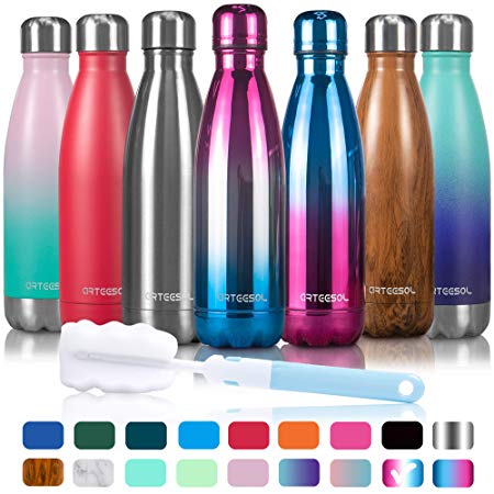 Arteesol Water Bottle | Leakproof Cola Shape Bottle Keep Hot&Cold | Double Wall Vacuum 18/8 Stainless Steel Bottle | Narrow Mouth Personalized Texture-For Outdoor Activities