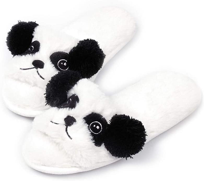 Open Toe Slippers for Girls Cute Fuzzy Fur Animal Summer Slides White