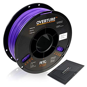 OVERTURE PETG Filament 1.75mm with 3D Build Surface 200 x 200 mm 3D Printer Consumables, 1kg Spool (2.2lbs), Dimensional Accuracy  /- 0.05 mm, Fit Most FDM Printer (Purple)