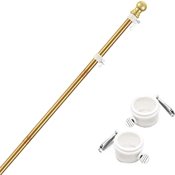 diig 6FT Flag Pole Kit,Stainless Steel Heavy Duty Golden American US Flagpole, Rustproof for Outdoor Garden Roof Walls Yard Truck (Without Bracket)