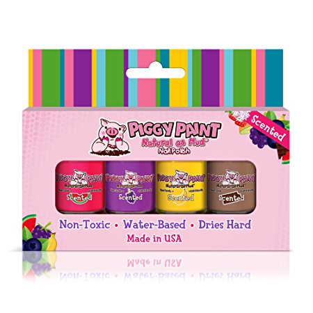 Piggy Paint - 100% Non-toxic Girls Nail Polish, Safe, Chemical Free, Low Odor for Kids - 4 Polish Gift Set - Scented Silly Unicorns
