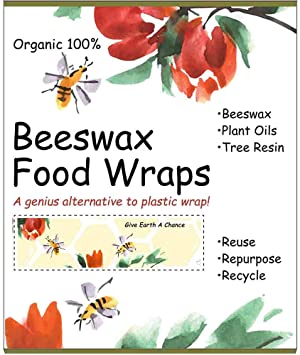 Beeswax Food Wrap - A Reusable Plastic Free Alternative Food Storage for Produce, Snacks, Sandwiches - Bee’s Wraps are Zero Waste Kitchen Products, Eco Friendly, Sustainable (Bees & Flowers)
