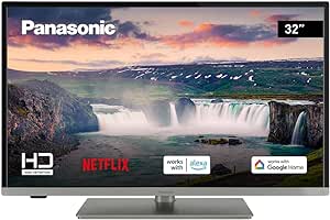 Panasonic TX-32MS350E, 32-Zoll HD LED Smart TV, High Dynamic Range (HDR), Google Assistant & Amazon Alexa, USB Media Player, Hotelmodus, optionale Wandhalterung, inox Silber