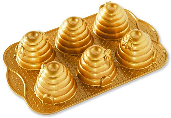 Nordic Ware 90777 Beehive Cakelets Pan, One, Gold