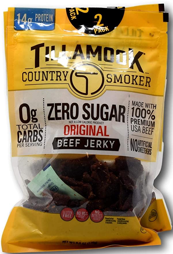 TillaMook Original Beef Jerky Country Smoker Zero Sugar 14 GR Protein Zero Carb Gluten Free No MSG (12 OZ ( 2 pack of 6 OZ))