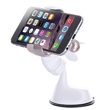 Dash Crab FX - Cell Phone Car Mount Holder, One-handed Operation Clamp Grip, Windshield Dashboard Car Mount, Universal Fit for iPhone, Samsung Galaxy, LG, HTC, Nexus and all (WhiteGold)
