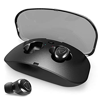 True Wireless Earbuds - Latest Bluetooth 5.0 Mini in Ear Headphones 3D Stereo Sound, 18H Play Time, SweatProof Sports Earphones Headset, Built in Microphone & Dual Speakers for Phone Calls
