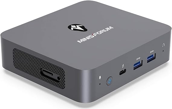 MINISFORUM UN100C Mini PC 12th Gen Alder Lake N100(up to 3.4GHz) Desktop Computer, LPDDR5 16GB RAM 512GB SSD, 2X HDMI, 1x USB-C 4K Triple Display, 2X Gigabit Ethernet Port, 4X USB3.2 Micro Computer