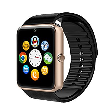 Willful SW016 Bluetooth Smart Watch with Camera SIM Card / TF Card Slot,NFC,Music Player,Call/SMS/Twiter/Facebook Bluetooth Push,Fitness Tracker Watch for iPhone IOS & Android Phones (Gold)