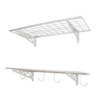 SafeRacks Wall Shelving, White, 18" x 48" (Pack of 2)