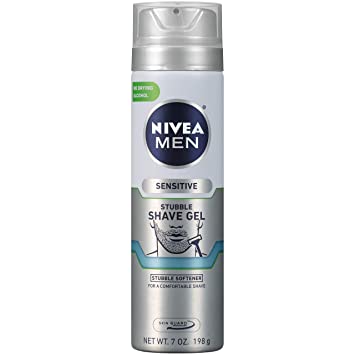 NIVEA Men Sensitive Skin & Stubble Shave Gel - with Beard Softener For Men – 7 Oz. Can