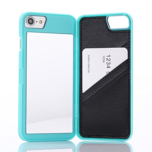 iPhone 6 /6s Case,Wetben Hidden Back Mirror Wallet Case with Stand Feature and Card Holder for Apple iPhone 6 , 6S 4.7"- (Teal)