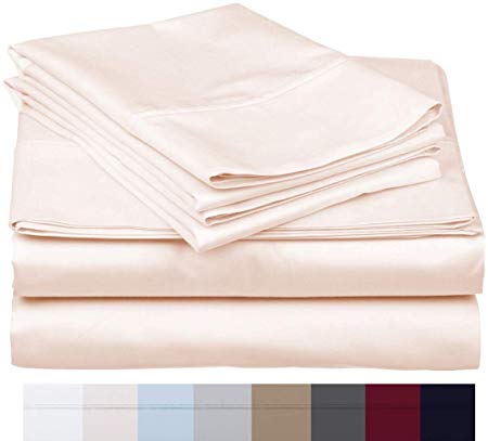 800 Thread Count 100% Long Staple Soft Egyptian Cotton SheetSet, 4 Piece Set, TWIN SHEETS,upto 17" Deep Pocket, Smooth & Soft Sateen Weave, Deep Pocket, Luxury Hotel Collection Bedding, IVORY