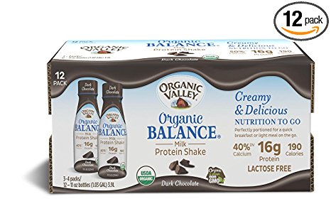 Organic Valley Balance, Organic Milk Protein Shake, Dark Chocolate, 11 oz (Pack of 12)