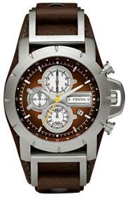 Fossil Men's JR1157 Brown Leather Strap Brown Analog Dial Chronograph Watch