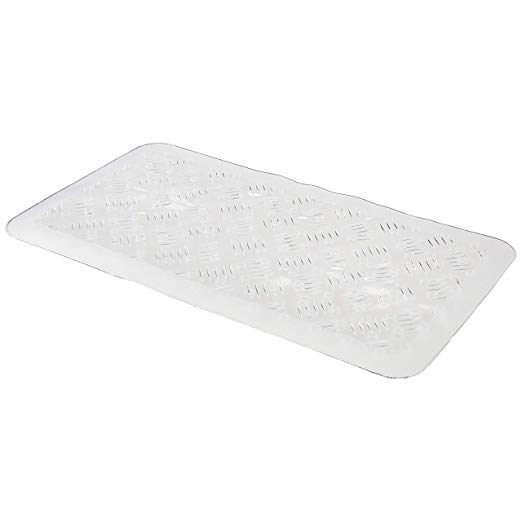 AmazonBasics Non-Slip Bath Mat with Criss-Cross Texture - Transparent Grey, 27 x 15.2 Inch