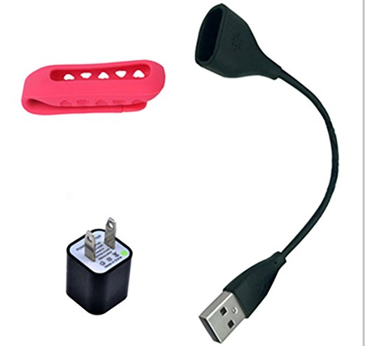 Smaier Colorful Replacement Silicone and Metal Clip Holder for Fitbit One   USB Charging Cable   Wall Charger