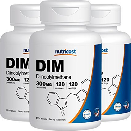 Nutricost DIM (Diindolylmethane) 300mg, 120 Capsules with BioPerine (3 Bottles)