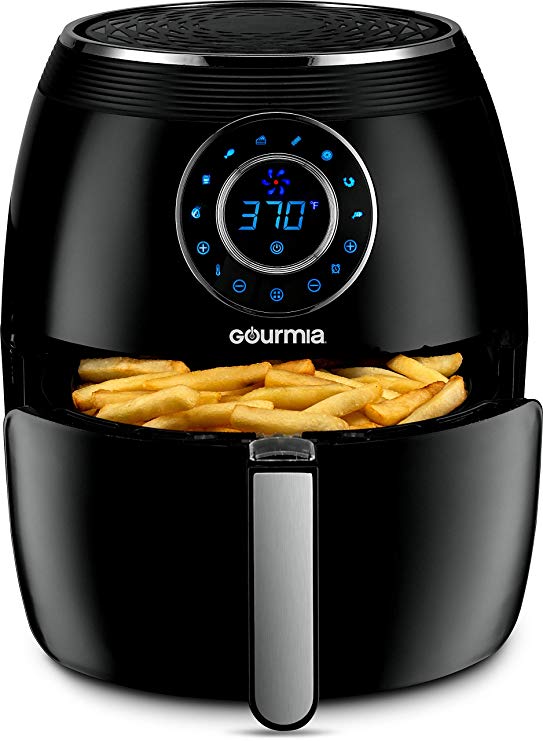 Gourmia GAF615 Digital Free Fry Air Fryer- No Oil Healthy Frying - LCD Display - 8 Presets - 1700 Watt - 6 Qt Basket Pan - Recipe Book Included