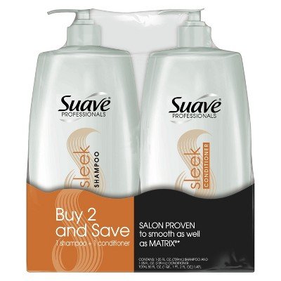 SUAVE HAIR Professionals Sleek Shampoo And Conditioner With Pump, 28 Ounce