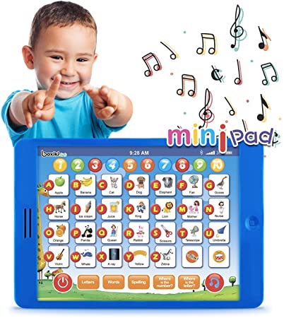 Boxiki Kids Learning Pad Fun Kids Tablet with 6 Toddler Learning Games Early Child Development Toy for Number Learning, Learning ABCs, Spelling, “Where is?” Game, Melodies. Educational Toy