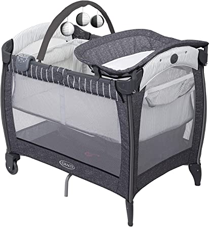 Graco Contour Electra Travel Cot with Integrated Changing Table, Night Light, Music and Vibration, Suits Me