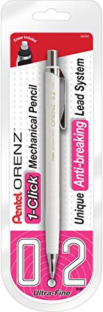 Pentel Orenz Mechanical Pencil 0.2Mm Ultra Fine Line, White Barrel, Pack of 1 (PP502BP)