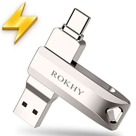 Flash Drive USB Type C Both 3.1 Tech - 2 in 1 Dual Drive Memory Stick High Speed OTG for Android Smartphone Computer, MacBook, Chromebook Pixel - 128GB