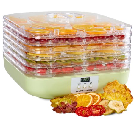 Andrew James Premium Square Digital Dehydrator In Green - Includes 6 Bonus Flexible Dehydrator Sheets And 2 Year Warranty