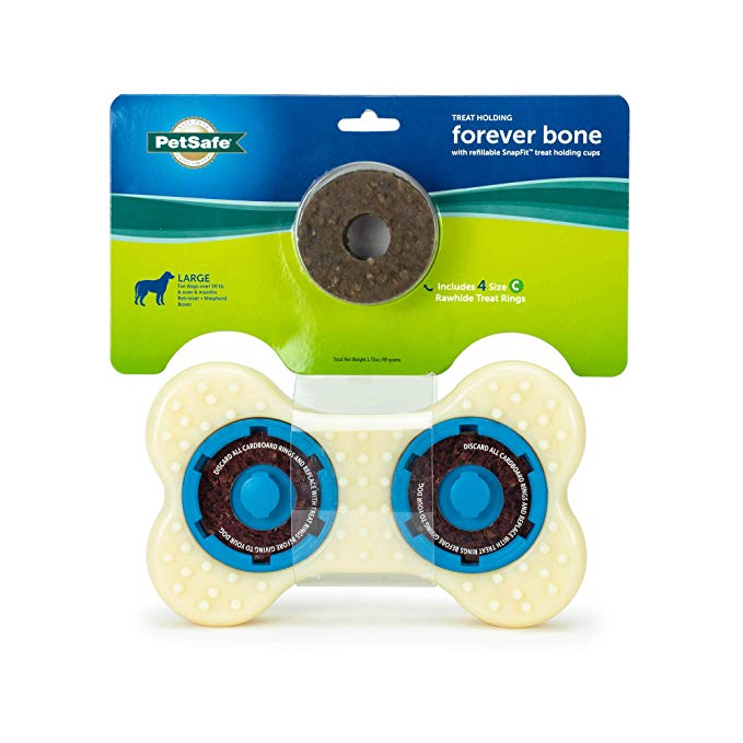 PetSafe Forever Bone Dog Chew Toy, Treat Holding Nylon and Rubber Textured Dog Toy for Aggressive Chewers