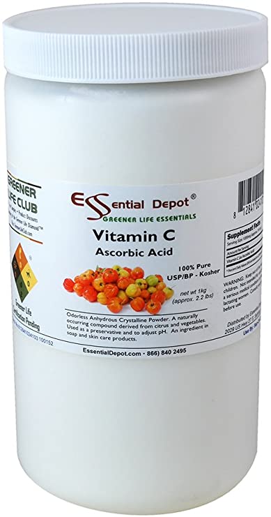 Ascorbic Acid Powder - Vitamin C - 2.2 lbs - 1 KG - Food Grade - USP - Safety Sealed HDPE Container with resealable Cap