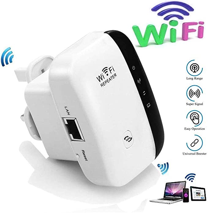 WiFi Repeater, WiFi Range Extender, 2.4G Network with Integrated Antennas LAN Port, 300Mbps Wireless Router Signal Booster Amplifier Supports Repeater/Access Point/Easy Set-Up