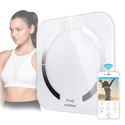 Bluetooth Body Fat Scale, multifun Digital Bathroom Scale with Body Composition Monitor, Smart Scale with iOS & Android Healthy Weight Loss Tracking App