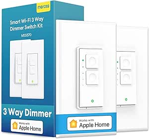 meross 3 Way Smart Dimmer Switch Kit, 3 Way Dimmable Smart Switch Supports Apple Home, Alexa, Google Assistant & SmartThings, 2.4GHz Wi-Fi Light Switch, Neutral Wire Required, Remote Control Schedule