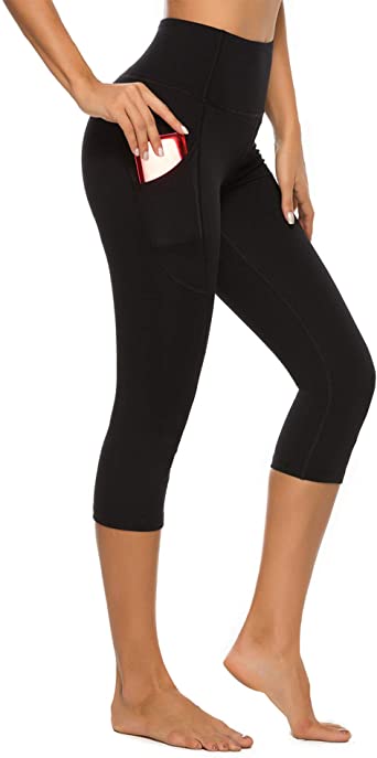 STELLE Women's Capri Yoga Pants with Pockets High Waisted Legging for Gym Workout