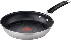 Jamie Oliver by Tefal Bratpfanne 24 cm, Antihaft, Induktion, Edelstahl, Genieteter Griff mit Silikoneinlage, Thermo-Signal, Langlebig, E51204AZ