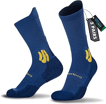 BRISIRA Coolmax Bamboo Viscose Compression Running Socks, Crew Moisture Wicking Cushion Anti Blister Hiking Socks