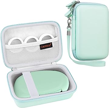Canboc Hard Case for SUPVAN E10 Portable Label Maker Machine with Tape/Marklife P11 Label Makers, Mesh Bag fits Tape and USB Cable, Mint Green