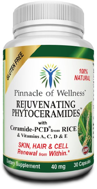 Pinnacle of Wellness Rejuvenating Phytoceramides, Skin, Hair and Cell Renewal Capsules for Women and Men (40 Mg. 30 Capsules)