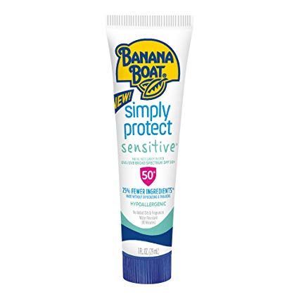 Banana Boat Simply Protect Sunscreen Lotion for Sensitive Skin, SPF 50 , 1 Ounce TSA Approved Travel Size (Pack of 24)