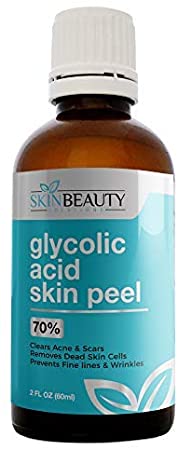GLYCOLIC Acid 70% Skin Chemical Peel - Unbuffered - Alpha Hydroxy (AHA) For Acne, Oily Skin, Wrinkles, Blackheads, Large Pores,Dull Skin (2oz/60ml)