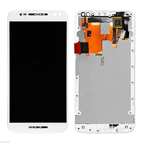 LSHtech LCD Display Digitizer Touch Screen Assembly for Motorola Moto X Pure Edition XT1575 with Frame   Free Tools (White)