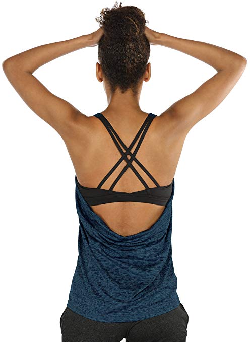 icyzone Yoga Tops Workouts Clothes Activewear Built in Bra Tank Tops for Women