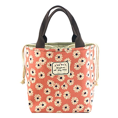 Bidear Fashionable Reusable Insulated Lunch Bag for Womens, Girls, Kids, Teens(Orange)