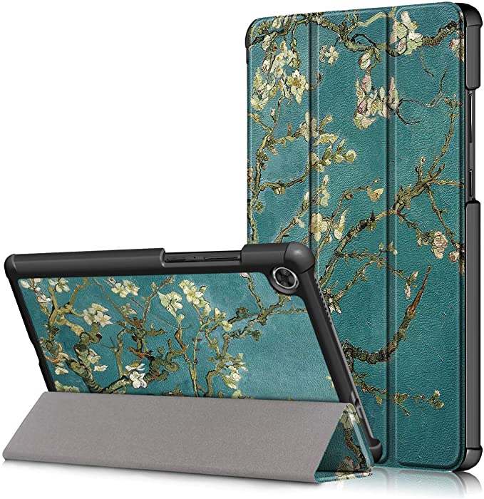 KuRoKo Lenovo Tab M8 Case 2019 Case, Slim Light Cover Trifold Stand Hard Shell Case Compatible with Lenovo Tab M8 HD (2nd Gen) TB-8505F / TB-8505X 2019 8.0 Inch Tablet (Apricot Flower)